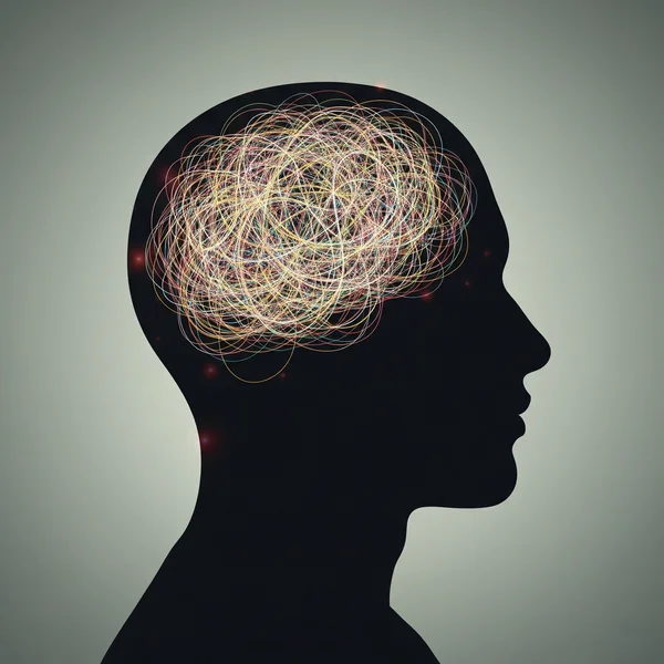 Abstract art of neuroticism as tangled thoughts in a head
