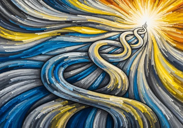 Abstract representation of emotional self-discovery journey.