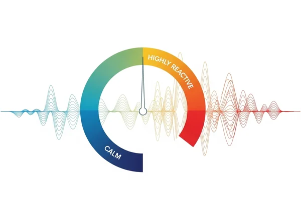 Abstract illustration of emotional spectrum and sensitivity dial