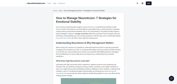 How to Manage Neuroticism: 7 Strategies for Emotional Stability