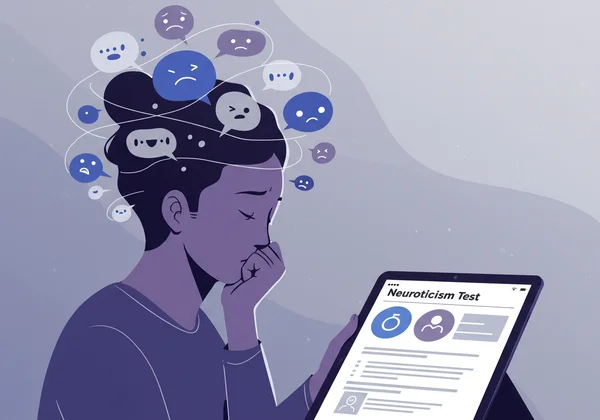 एक व्यक्ति अपनी भावनाओं पर विचार कर रहा है, न्यूरोटिसिज्म टेस्ट दे रहा है।