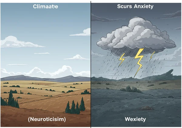 Analogy: Neuroticism as climate, anxiety as weather.
