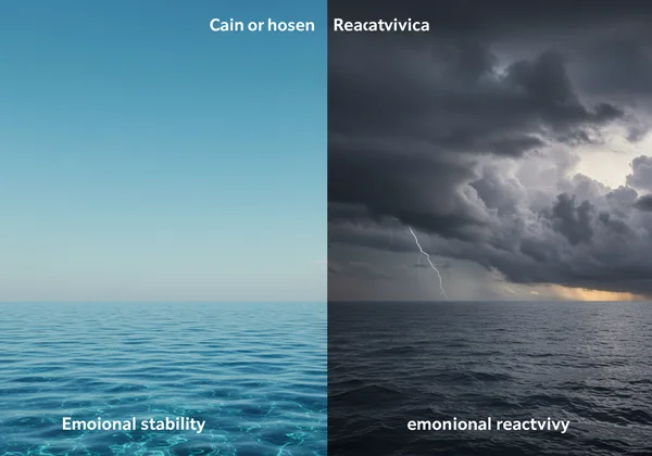 Illustrates emotional stability versus reactivity spectrum.