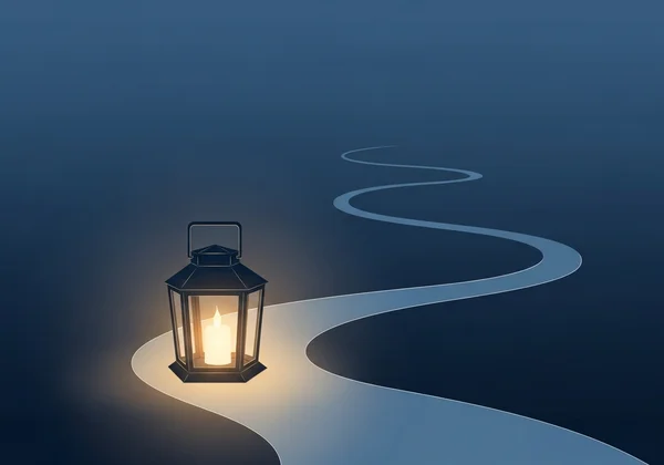 Warm lantern lighting the path